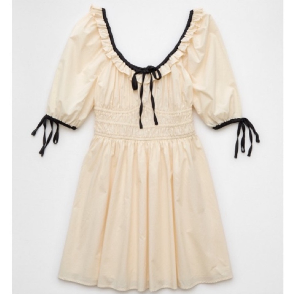Cream Dress with Black Trim